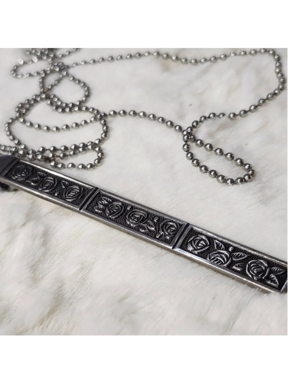Rose silverwear long Pendant Necklace